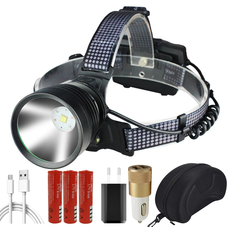 XHP100 9-Core Headlight Zoomable Rechargeable Cooling Fan 18650 Rechargeable Usb Led Head Torch Flashlight Headlights Headlam