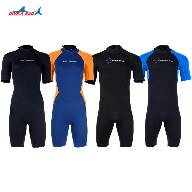 DIVE&SAIL Manufacturer Back Zipper Short Sleeve Full Body 1.5mm Neoprene Diving Suits Wetsuit