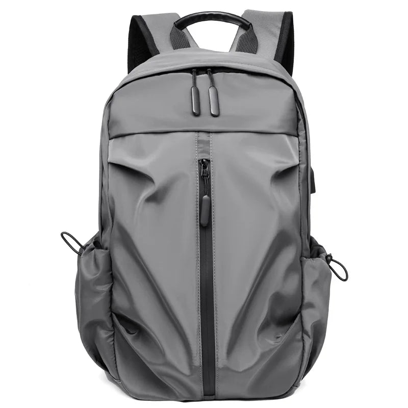 Men's Fashionable Large Capacity Waterproof Backpack 14 Inch Zipper USB Charge Port for School Sport Outdoor Travel Laptop