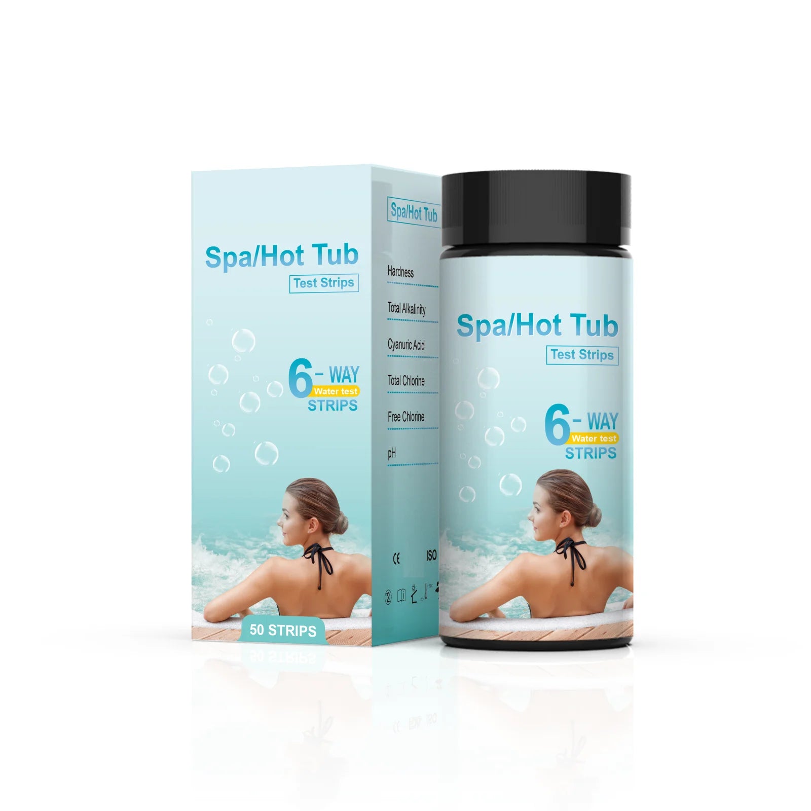 6 1 Swimming Pool Hot Tub Water Test Kit Spa Water Quality Monitoring Strips CE ISO Certified 60-Second Results 100