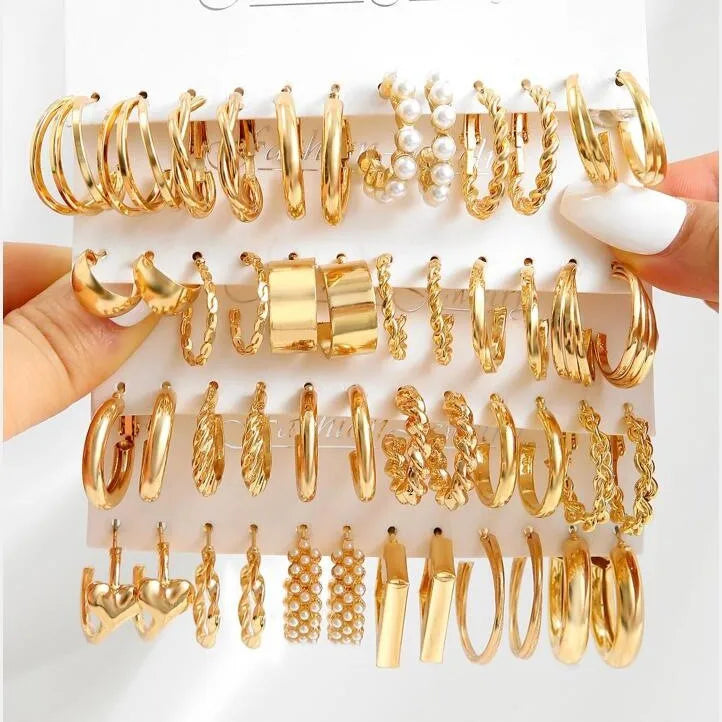 BS Custom 14K 18K Gold Plated Enamel Women Butterfly Pearl Hoop Earrings Sets Fashion Jewelry Acrylic Clip on Stud Drop Earri