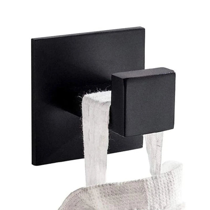 Square Stainless Steel Adhesive Wall Hooks No Drill Strong Sticky Towel Robe Peg for Bathroom Kitchen Accessories