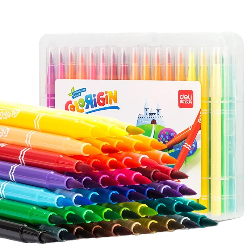 Deli 70687 48pcs/box Children's Soft-headed Watercolor Pen Art Students Painting Graffiti Pen 36box*48pcs=1728pcs Per Carton 