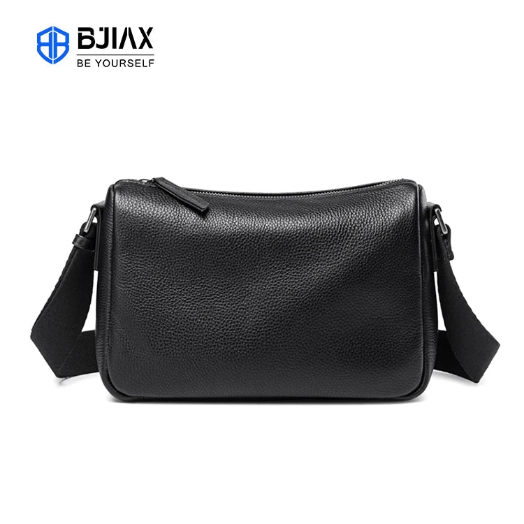 Genuine Leather Unisex Casual Messenger Soft Laptop Crossbody Backpack with Polyester Hard Shell