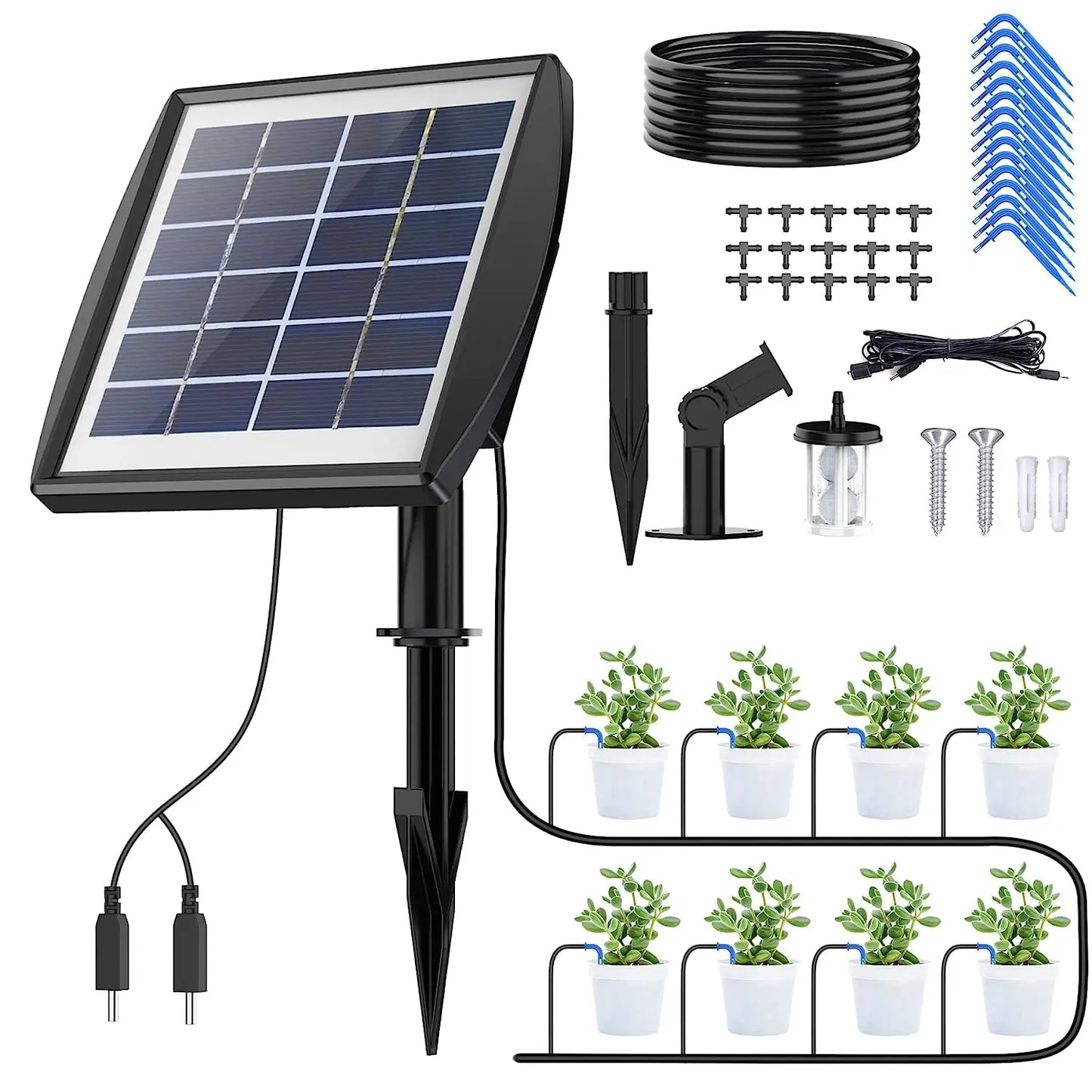 Solar Drip Irrigation Kit Balcony Automatic Watering for Indoor Plants Water Dripping System Garden Wifi Irrigation System Ki