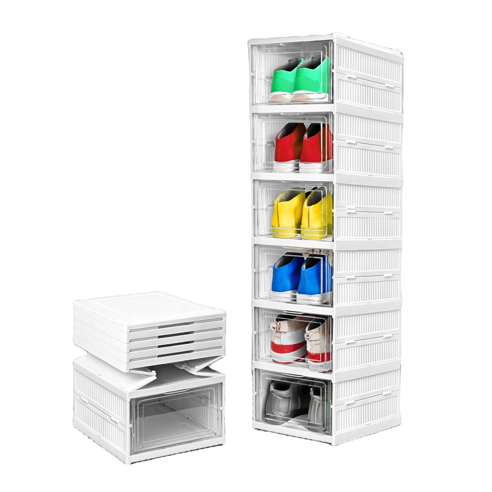 6 Layers Multifunctional Collapsible Foldable Installation Free Shoe Cabinet Shoe Box Dustproof Shoes Organizer