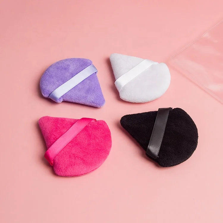 New Powder Puff Face Soft Triangle Makeup White Black Smooth Velvet Triangle Powder Puff