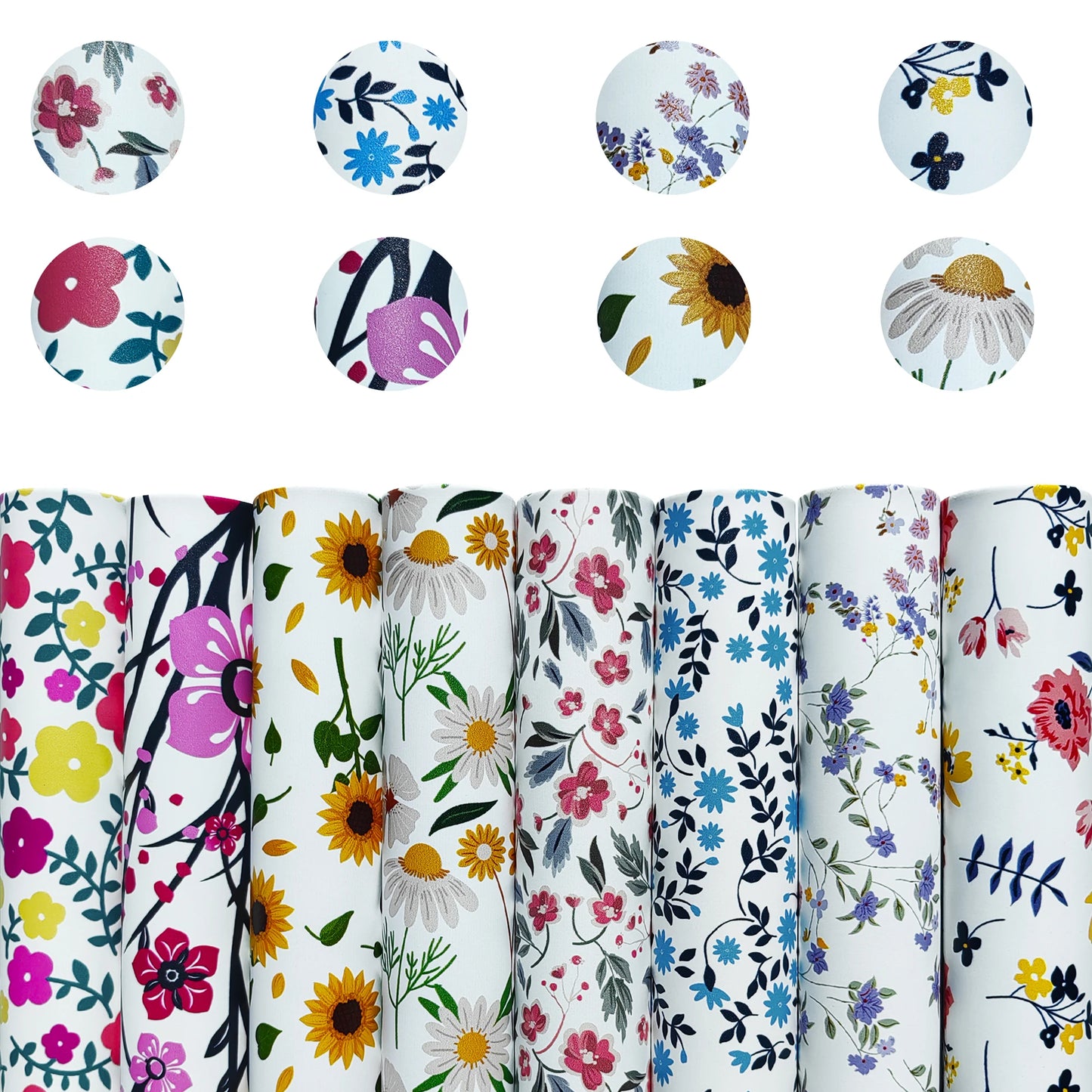 Custo Printed Leather Customized Vinyl Synthetic Faux Leather Sheets Fabric Flat Leather with Design Flowers for Diy Craft