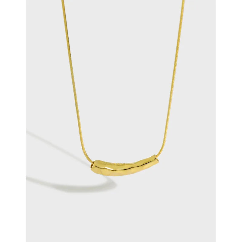 S925 Sterling Silver Jewelry Waterdrop Pendant Men Necklace Irregular Tube Fine Jewelry Necklace Snake Chain Necklaces for Wo