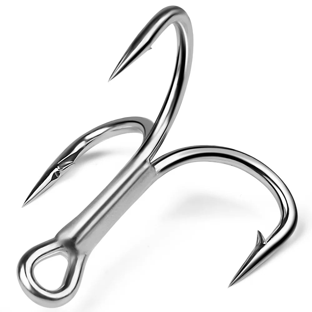 ZHUO RUN Stock 10pcs/box  Wholesale 4X 1#2#4#6# Strengthen Bright Tin Color Fish Hooks Multicolor Treble Fishing Hooks Sea