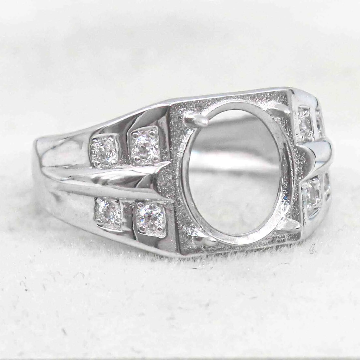 Sterling Silver 9*11mm Semi Mount Men's Ring Frame Empty Blank Claw Setting S925 Base Holder Without Center Stone for DIY Inl