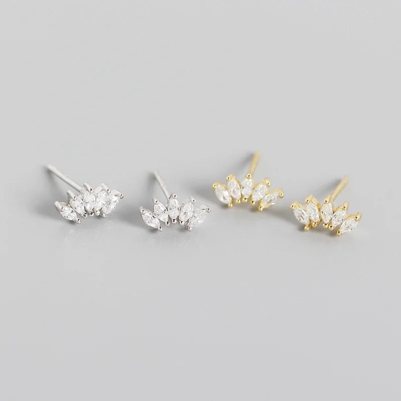 Ins 925 Sterling Silver Micro Pave CZ Flower Earrings 18K Gold Plated Geometric Eyes Stud Earrings for Women Girls