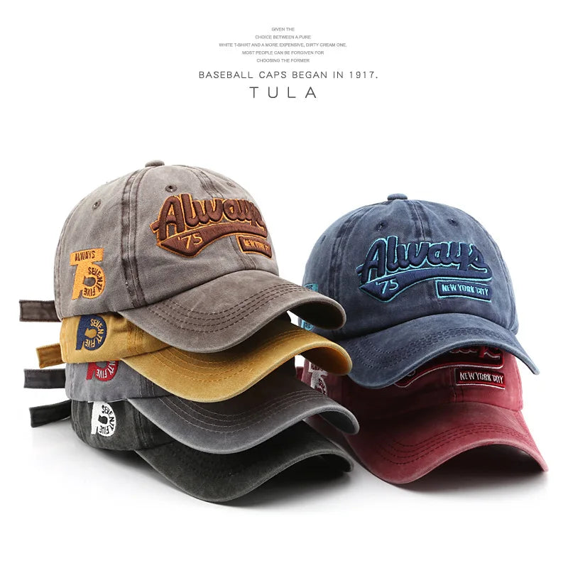 Custom Embroidered Logo Retro Vintage Denim Cotton Unstructured Dad Hats Adjustable Wash Washed 6 Panel Sports Baseball Caps