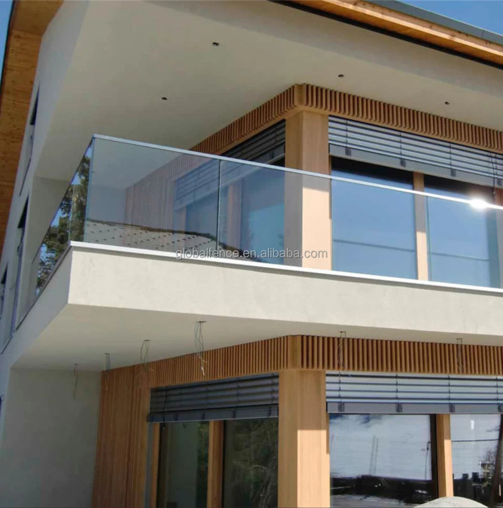 Reilbu Modern Aluminum U Base Shoe Glass Balustrade Porch With 10mm to 25mm Tempered or Laminated Glass