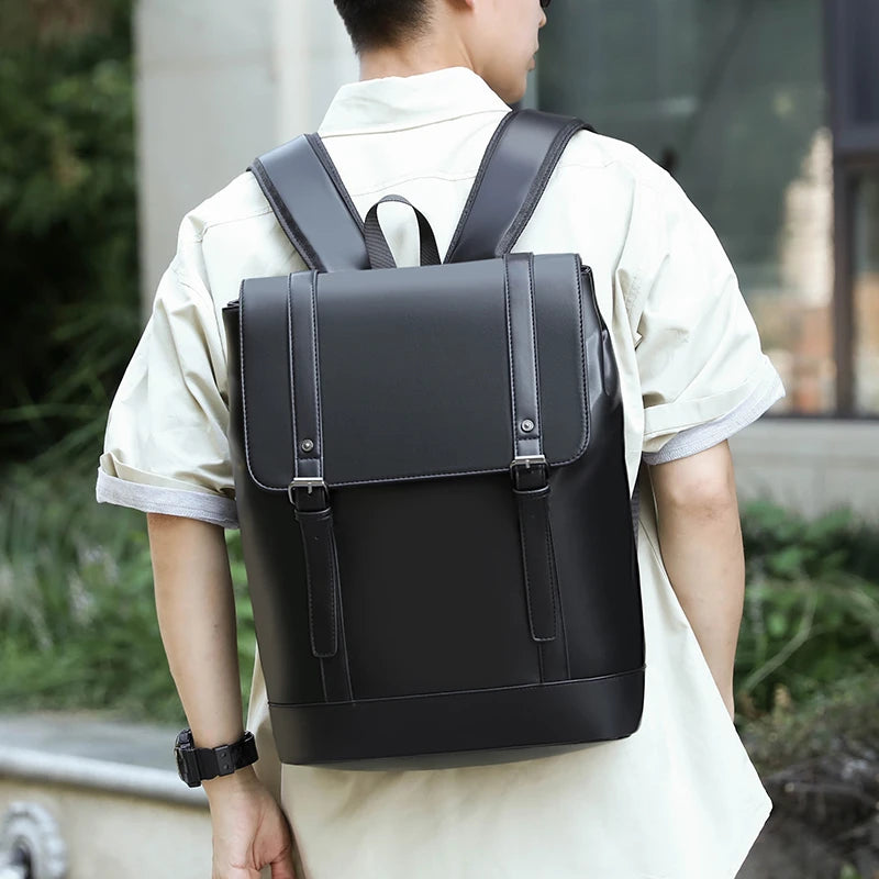 Top Quality PU Leather Backpack Men Large Capacity Schoolbag Outdoor Travel Bag Laptop Backpack