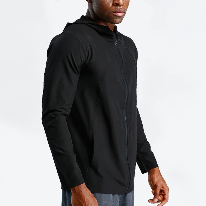 Men's Quick Dry Breathable Sports Zipper Jacket With Stand Collar Anti-UV Fitness Training Sports Jacket