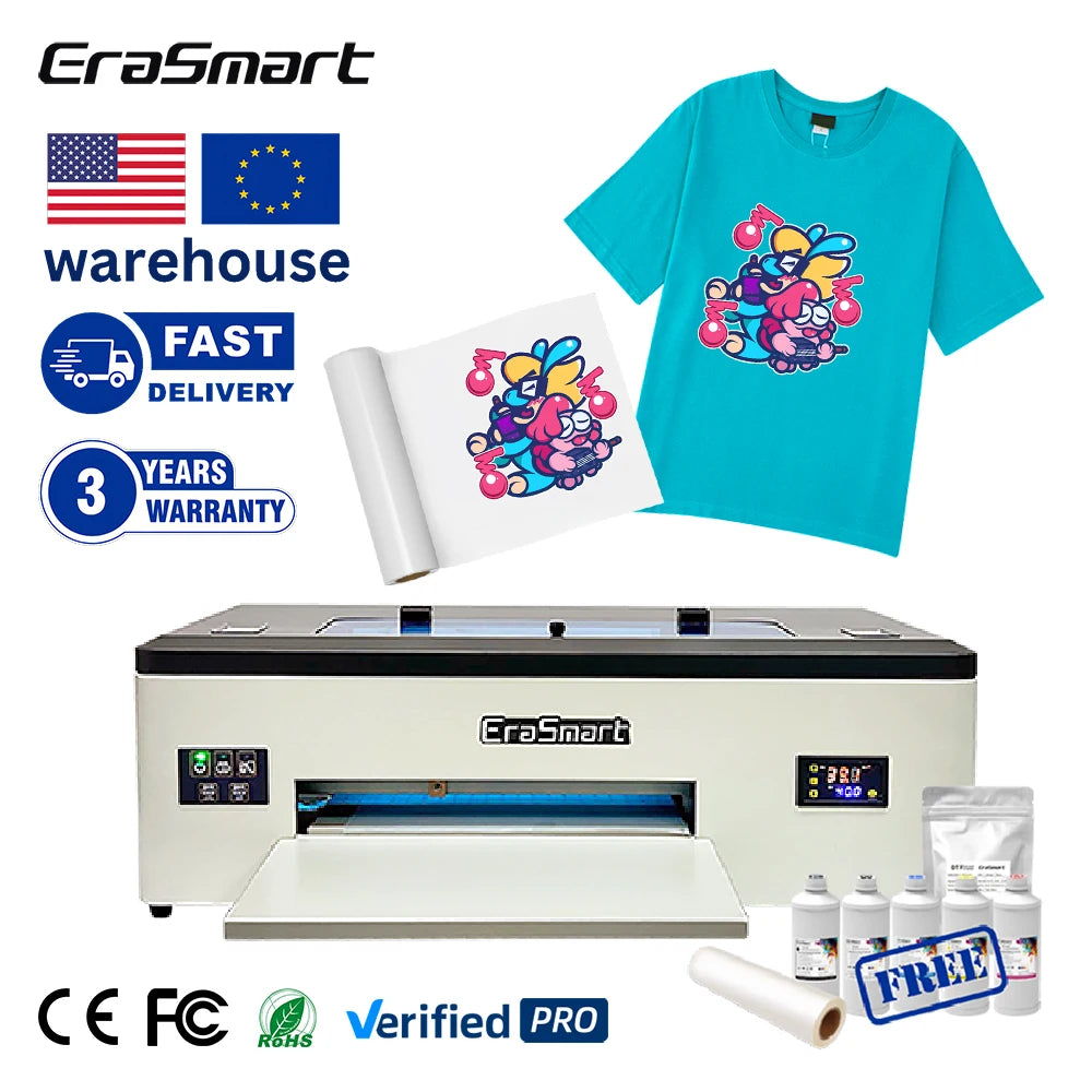 Roll DTF Inkjet Printer XP600 L1800 DX5 DTF T Shirt Cloth Sticker Garment Printing Machine