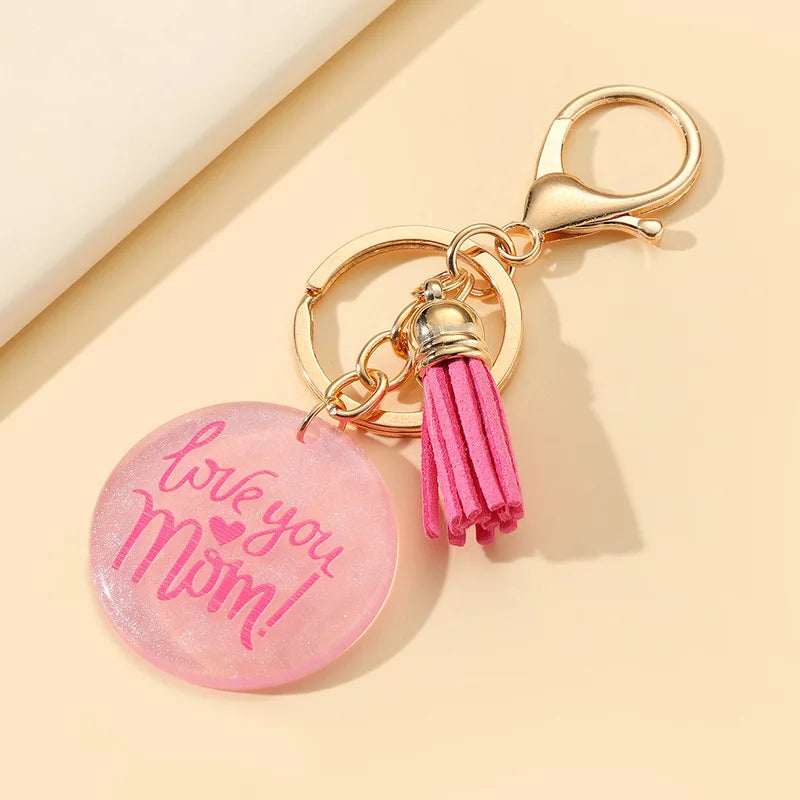 Resin Mama Mom Key Chains Love Heart Mom Mother's Day Charm Gift Accessories Key Ring Mama Tassel Pendant Keychain