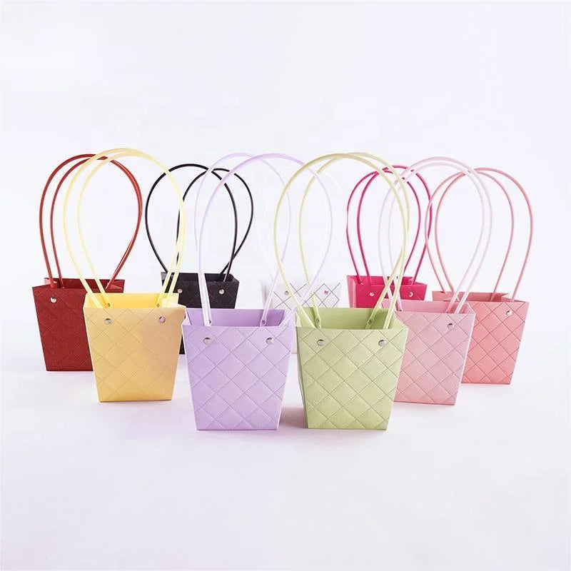 Macaron Trapezoid Waterproof Paper Bag Lozenge Pattern a Piece of Clay Hand-Held Flower Box Kraft Paper Bag