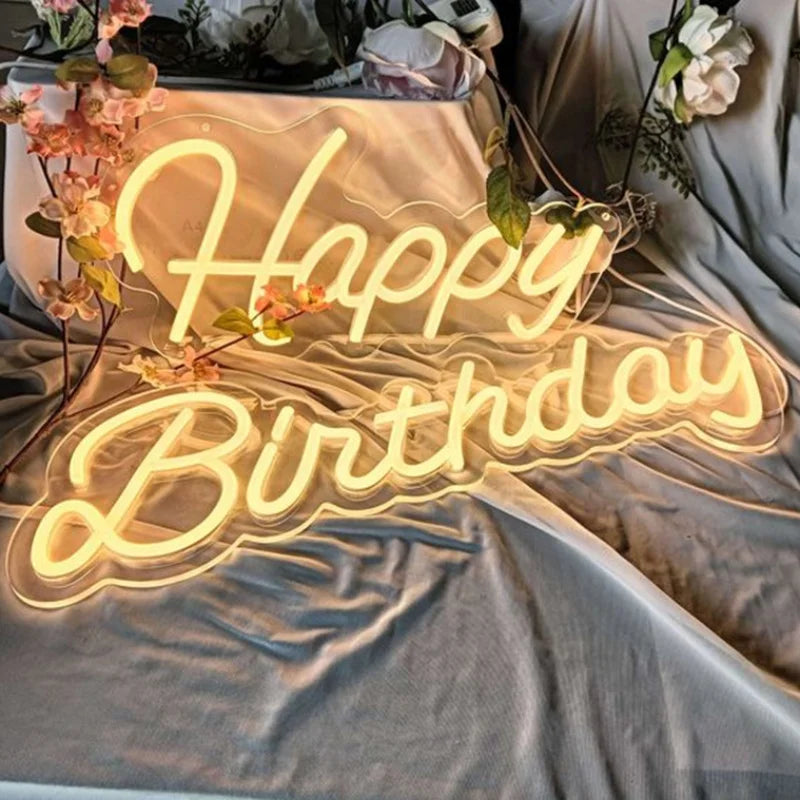 Winbo Led Neon Sign Acrylic Letters Happy Birthday Led Custom Neon Sign Wedding Room Party Wall Decor Happy Birthday Neon Sig