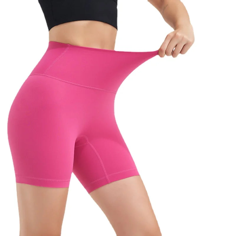 Women's High-Waisted Spandex Gym Shorts Biker Style with Tummy Control Solid Pattern Elastic Waist Closure for Yoga & Workout