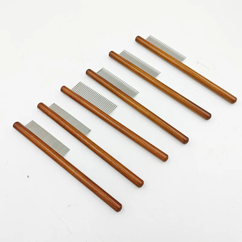 Durable Stainless Steel and Wood Pet Grooming Tool Flea Comb and Hair Removal Brush for Cat Dog Cleaning