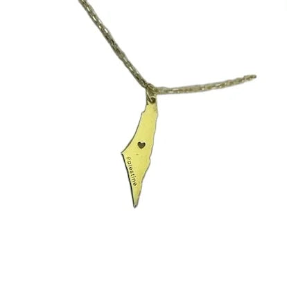 Palestine Map Necklace Gaza Pendant with Heart and Letter 316L Stainless Steel Necklace