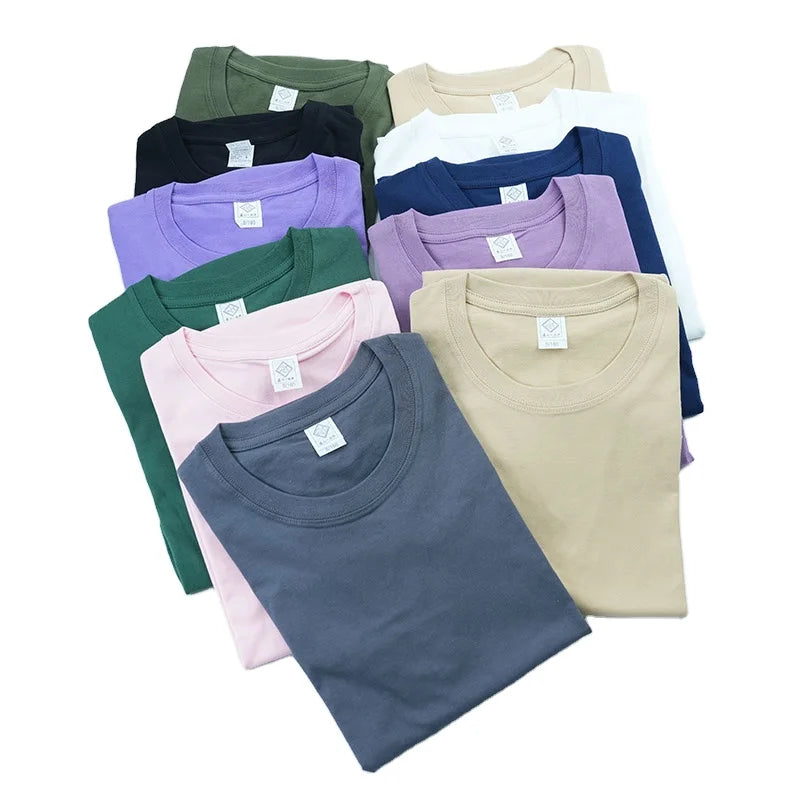 200GSM Custom Tshirt With Logo Pure Cotton Collar Plain Crew Neck   Men's T-Shirts  Over Size Men