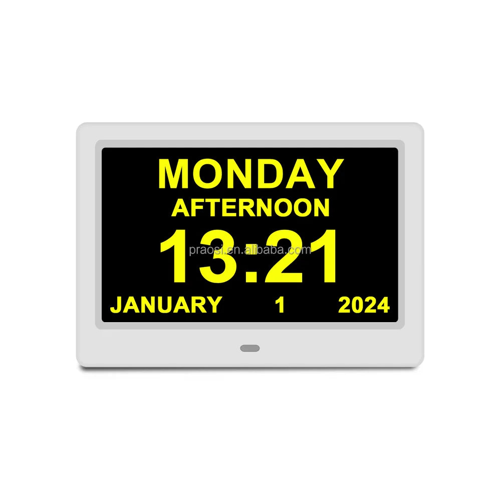 Multi Languages Remote Control Medication Remind 7 8 10.1 12 15 Inch Dementia Clock Digital Day Calendar for the Netherlands
