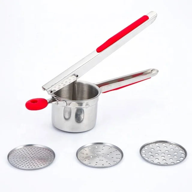 Potato Ricer Stainless Steel Potato Ricer and Masher with Silica Gel  Potato Ricer with 3 Interchangeable Discs