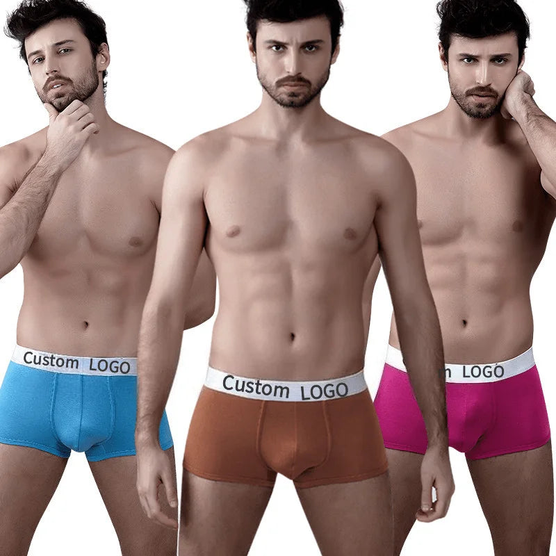 High Quality Men's Boxers Classic Solid Cotton Stretch Briefs Boxer Shorts Open Fly Bag Quick Drying Men's Underwear