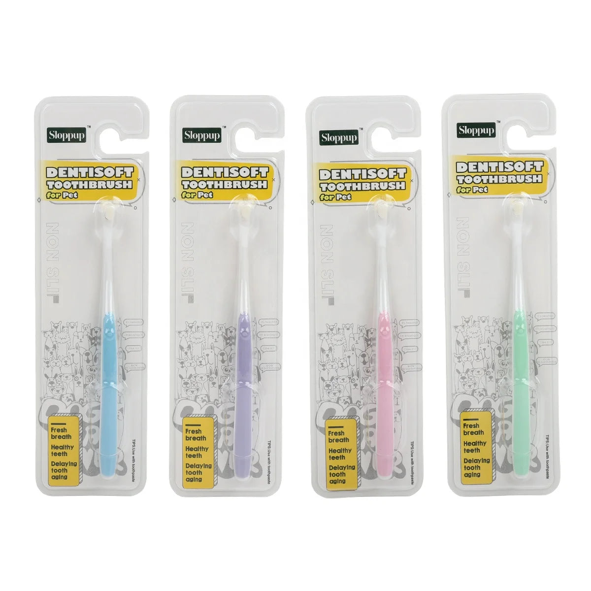 Factory Wholesale Blister Card Packaging Soft Pet Dental Care Cat Dog Toothbrush