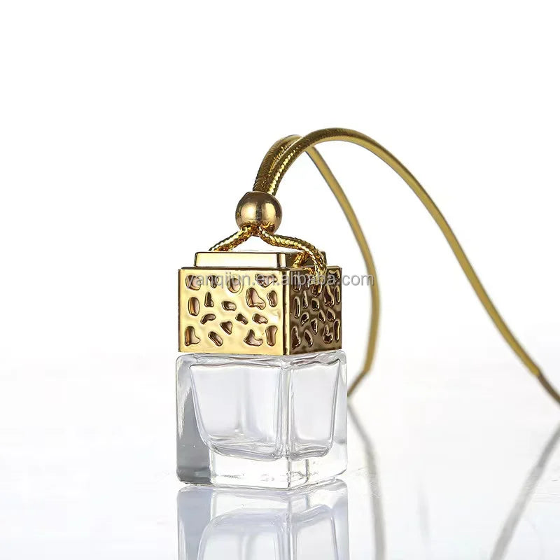 8ml empty square perfume car bottle air freshener with wooden