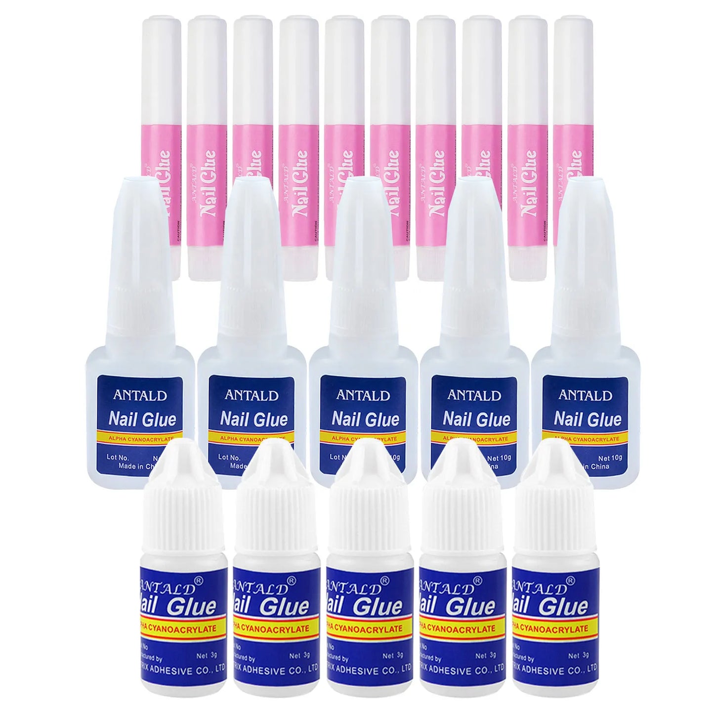 Misscheering 2g/3g/10g Nail Art Glue Set for Adhesive Nail Tip Jewelry Accessory Tool Nail Art Decoration With Brush