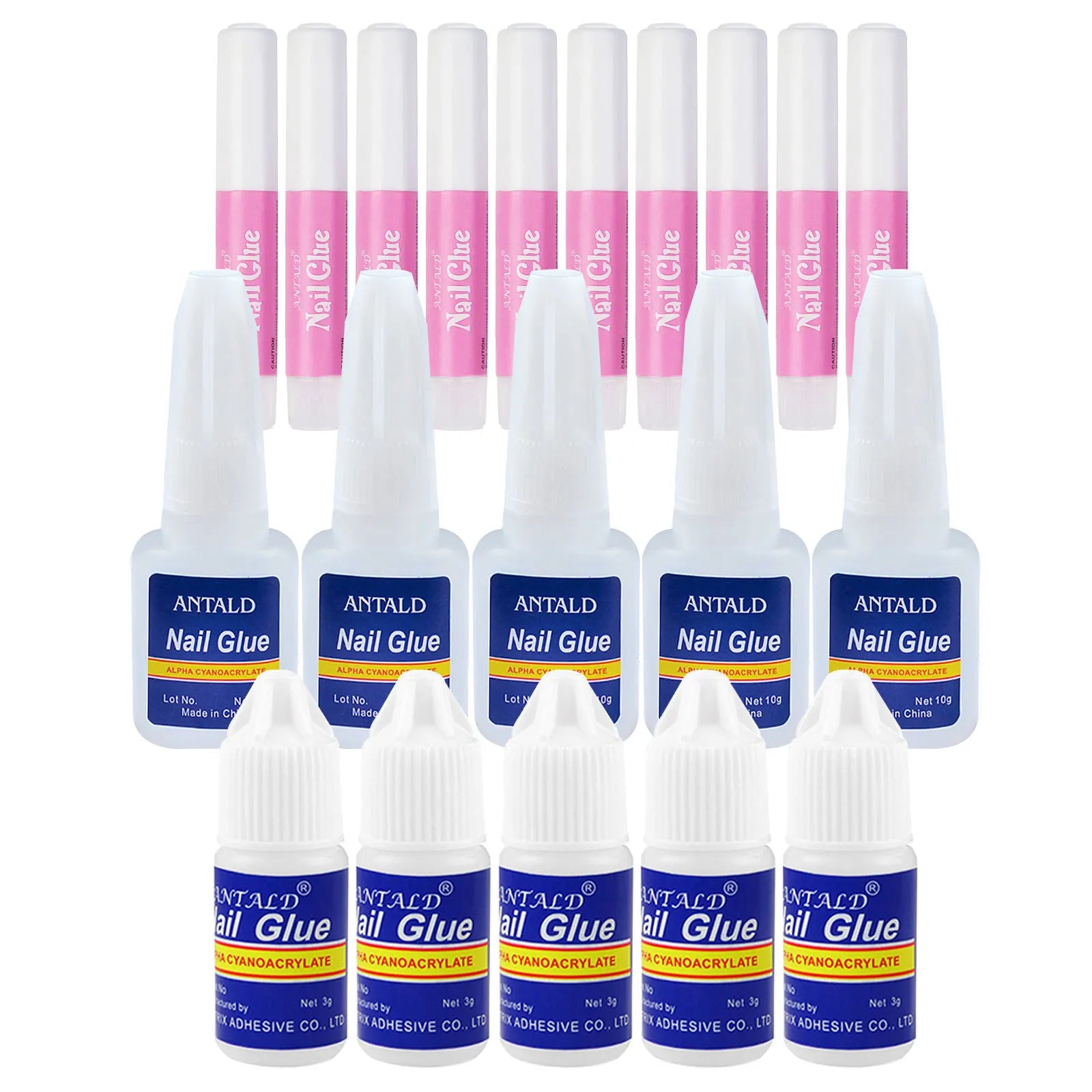 Misscheering 2g/3g/10g Nail Art Glue Set for Adhesive Nail Tip Jewelry Accessory Tool Nail Art Decoration With Brush
