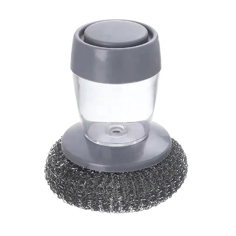 2 in 1 Liquid Soap Dispensing Palm Brush Oven Cleaning Dish Washing Brush Scrubber Pressing Kitchen Brush With Soap Dispenser