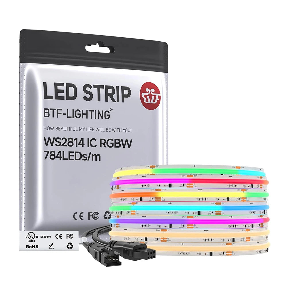 Running Addressable Dream Color DC24V 784LEDs Digital FCob Pixel Rgbw Cob Led Strip Chasing Light