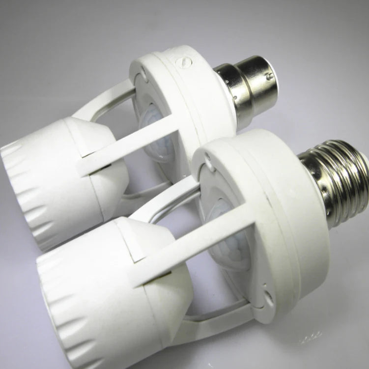 Infrared Human Body Sensor LED Light Holder E27/B22 Screw Converter Socket with TUV/CE Certification 5-Year Warranty PC Mater