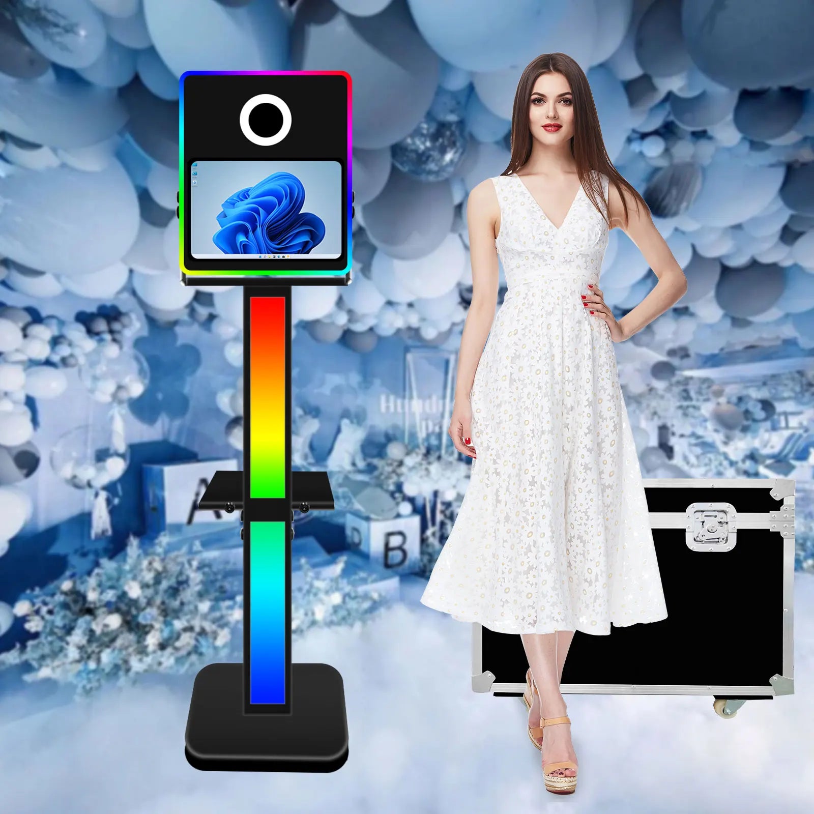 Digital Photo Booth Dslr With 15.6 Inch Touch Screen Camera Box and Printer Stand Selfie Photobooth Machine for Wedding Party