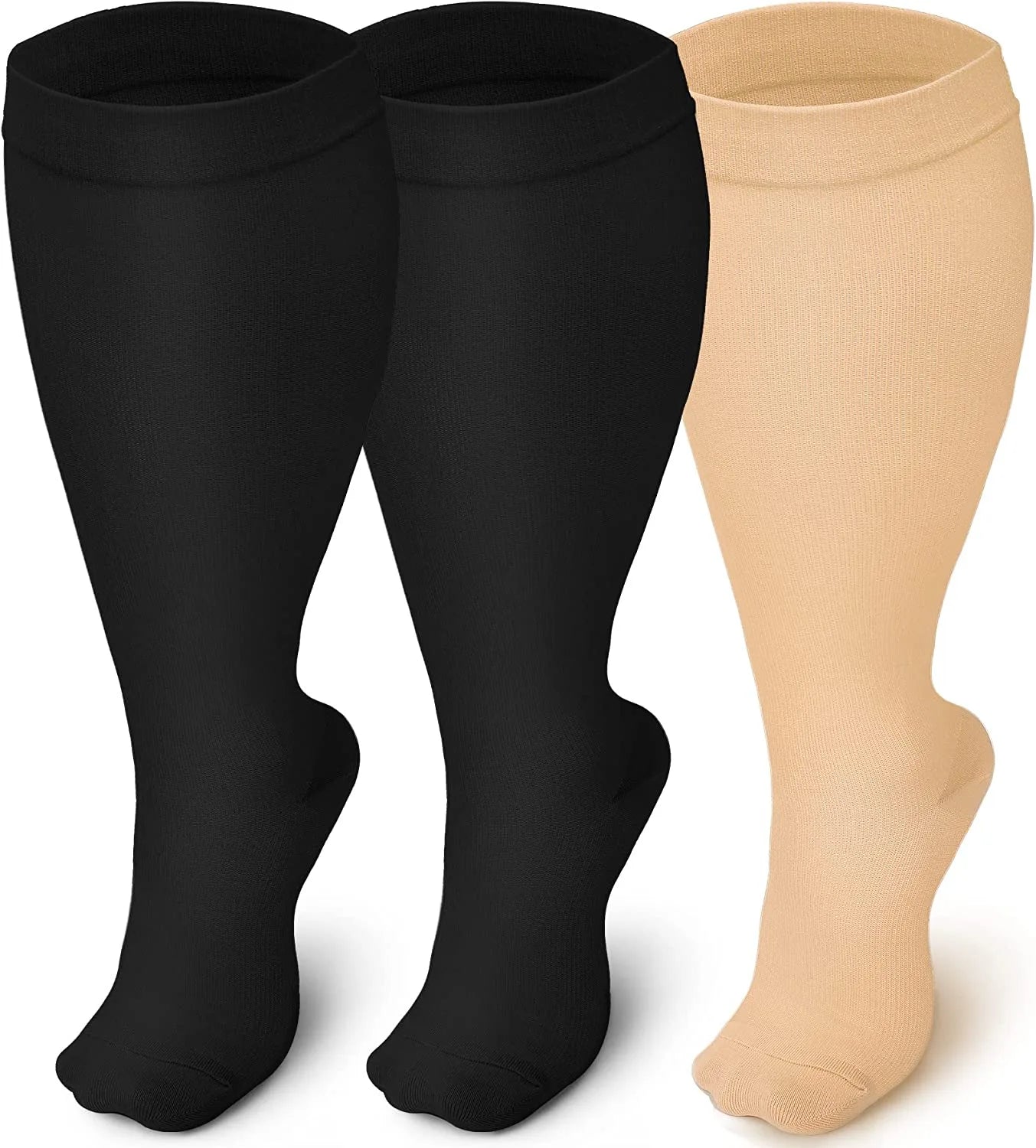 Hotsell Extra Large 3XL 4XL Sports Compression Socks Solid Color Running Fitness Knee High Compression Socks