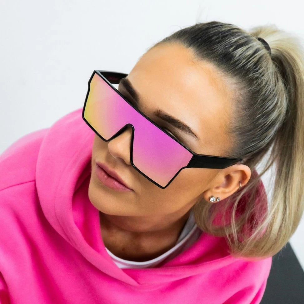2025 Luxury Big Square Sunglasses Women Brand Designer Retro Mirror Blue Sun Glasses Female Oversized Black Shades Oculos UV4