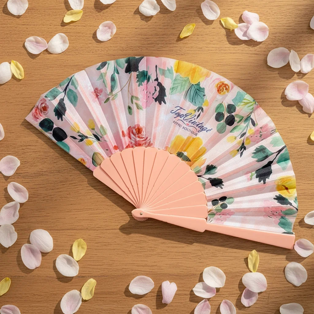 High Quality Durable Printed Plastic & Fabric Hand Fans with Cartoon/Music Patterns Customized Logo for Wedding Souvenirs Gif