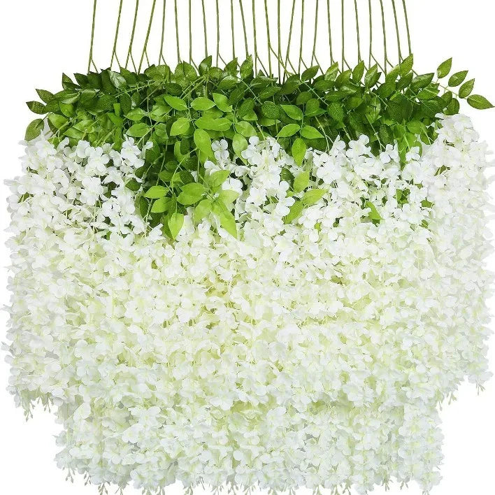 Top Seller White Wisteria Artificial Silk Flowers Soft Hanging Flowers for Home or Wedding Decor