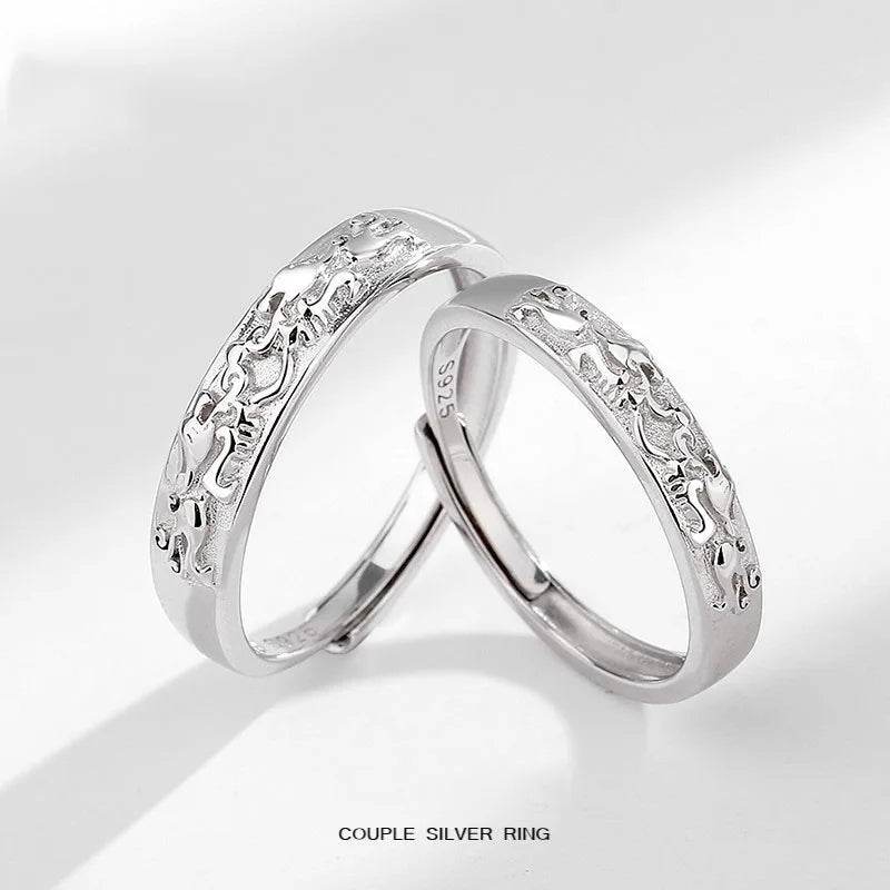 Lucky Feng Shui Pixiu Ring Open Adjustable Fashion  Engagement Ring Jewelry 925 Sterling Silver Couple Ring