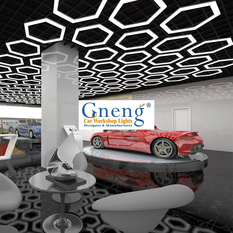 Supermarket and Car Workshop LED Batten Hexagonal Lights for Shop and Car Showroom Lighting