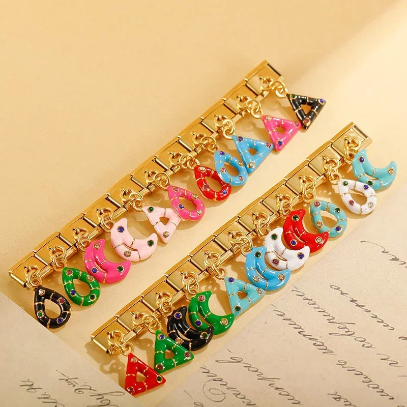Hapiship Original Italian Charm Bracelet Daisy Triangle  Charms Italianos Stainless Steel Jewelry DJ687
