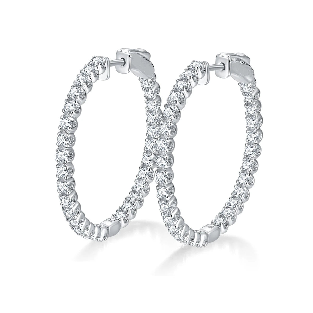 Hot Selling 925 Sterling Silver Rhodium Gold Plated Brilliant Cut Moissanite Hoop Earrings Micro Setting Grace Style for Wome