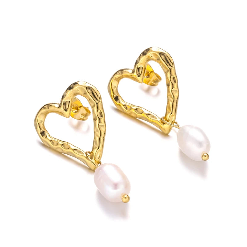 Girls Pvd Plating Heart Shaped Earrings Jewelry Stainless Steel