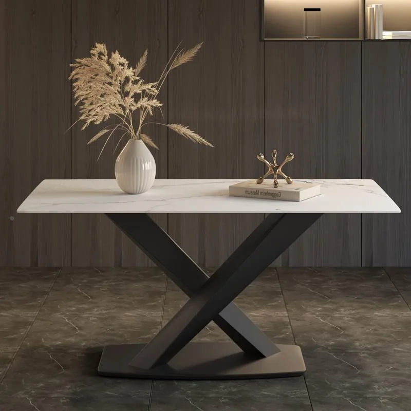 Modern Luxury Dining Table Set Household Furniture Rectangular Marble Eating Table