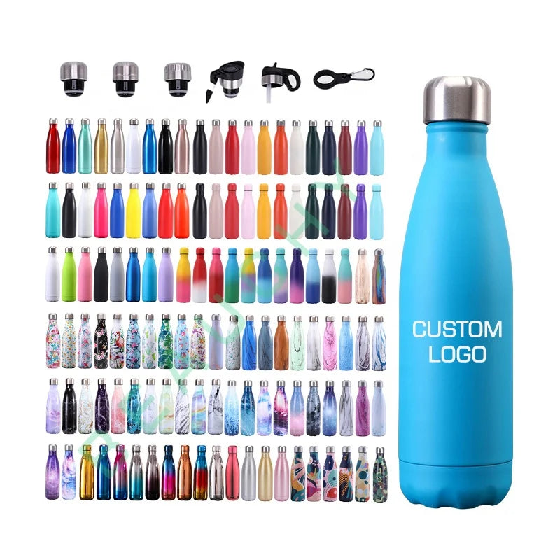 LFGB Bpa-free Personalized 350ml 500ml 750ml 1000ml New SUS304 Stainless Steel Cola Shape Water Bottle for Gym and Running